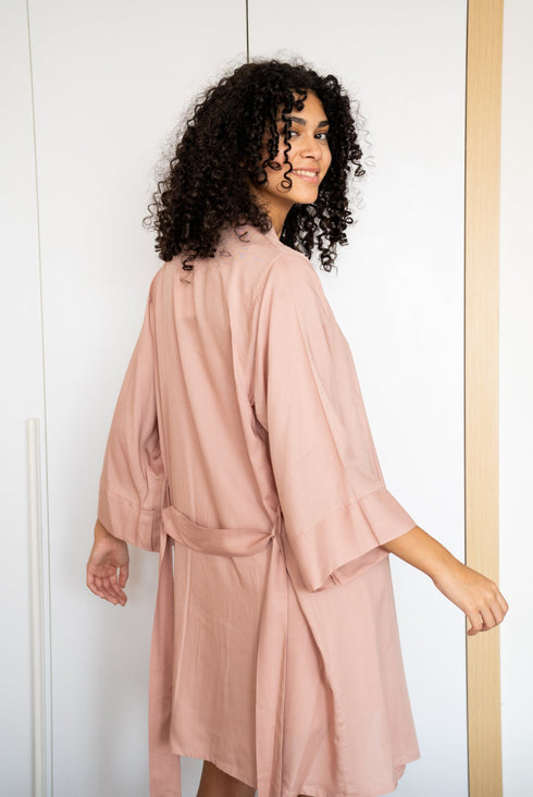 Women summer 3 piece pajama set  Rose Top +kimono & short